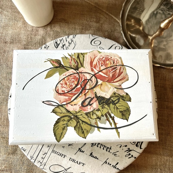 Vintage Parisian Wood Stool/ Riser, Hand Painted
Pink/Green - Picture 3 of 6